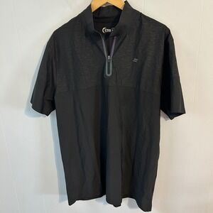 Zyia Active Mens XXXL Black Quarter Zip Performance Polo Iridescent Trim Short S